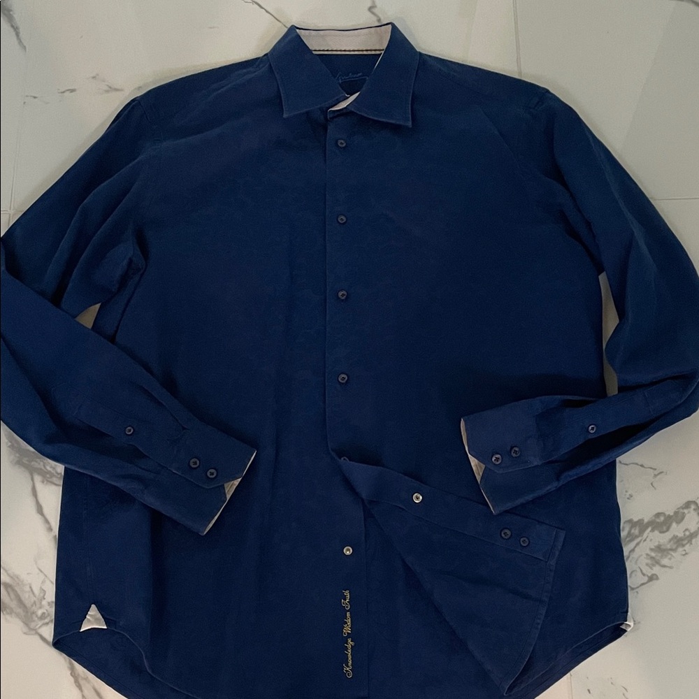 Robert Graham Navy Long-Sleeve Dress Shirt